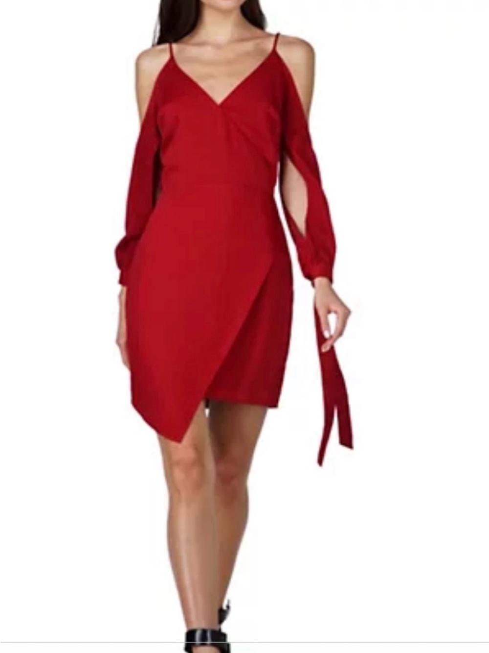 Adelyn Rae Red Cold-Shoulder Mini Dress